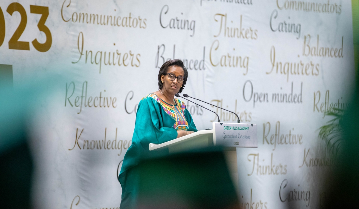 First Lady Jeannette Kagame addresses  Green Hills Academy graduates during a graduation ceremony held at Kigali Convention Center on Saturday, June 17 . All photos by Dan Gatsinzi