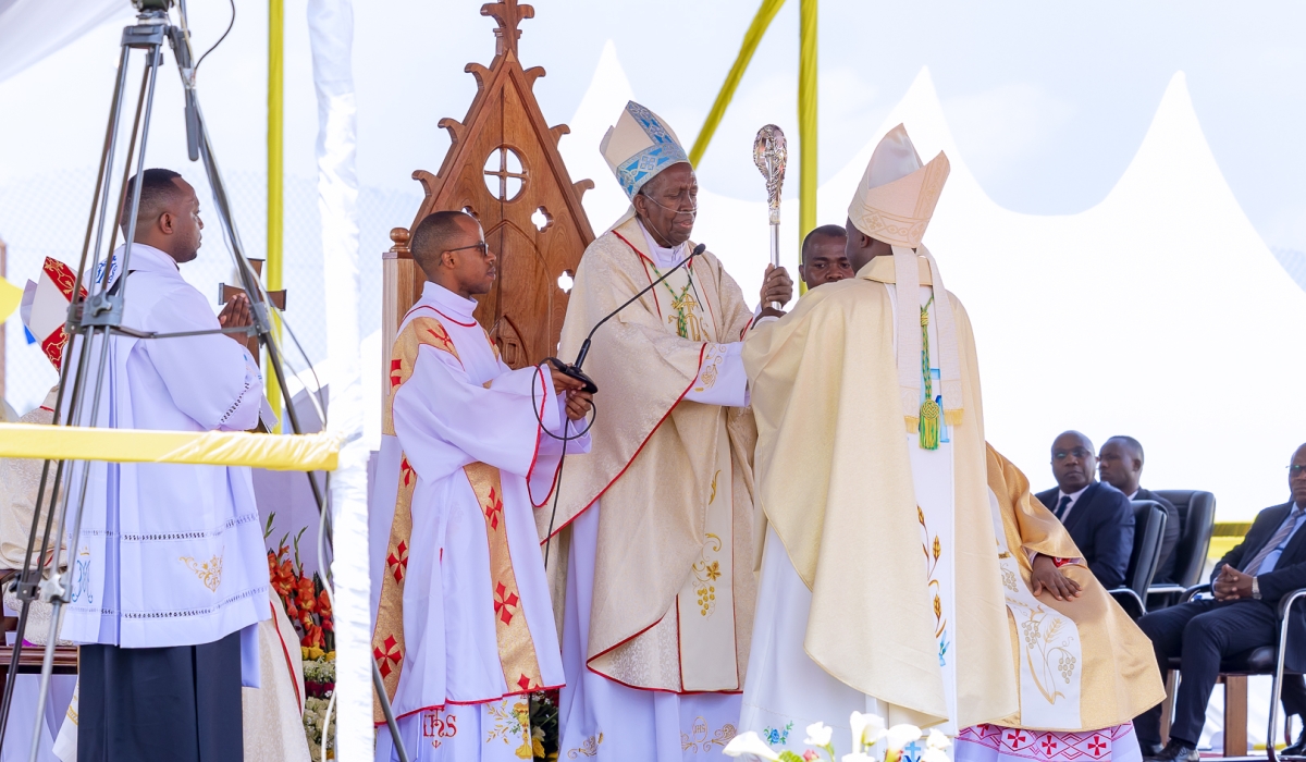 
The Episcopal ordination of Bishop  Balthazar  Ntivuguruzwa, the new Bishop of Kabgayi Diocese on Saturday, June 17. Bishop Ntivuguruzwa was appointed by the Pope, on May 2. He assumed his new role following the retirement of Bishop Smaragde Mbonyintege. Courtesy.