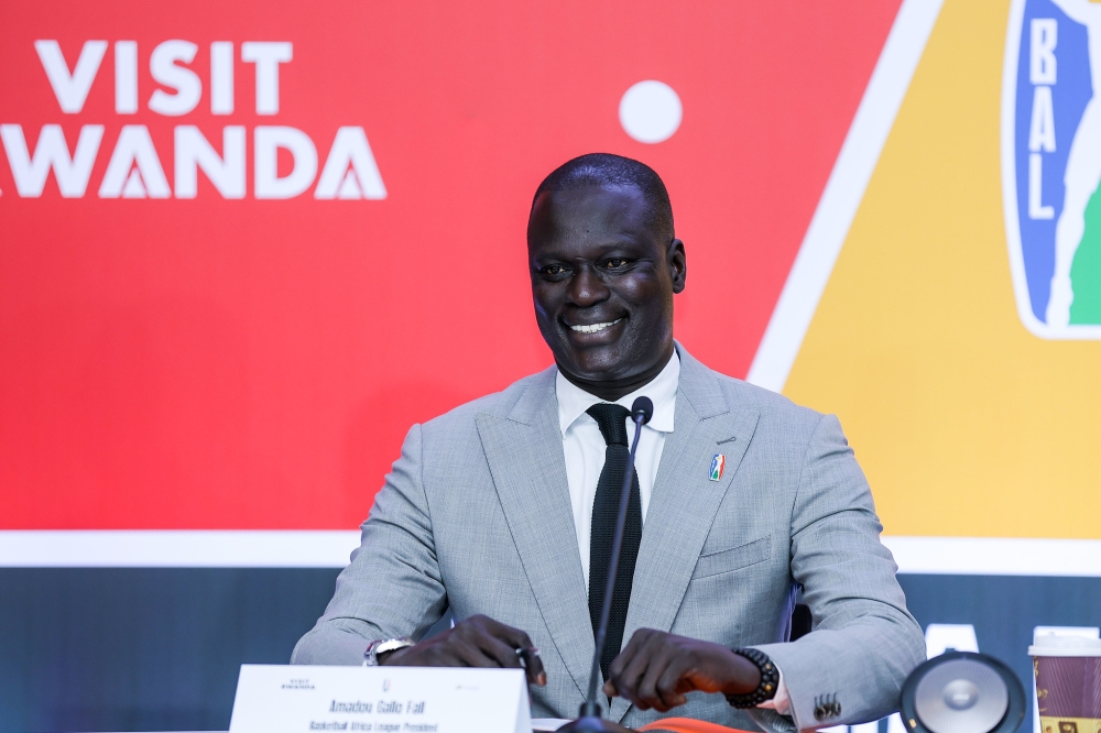 Basketball Africa League president Amadou Gallo Fall during the signing ceremony in Kigali on Monday, June 19. Photo: Olivier Mugwiza.