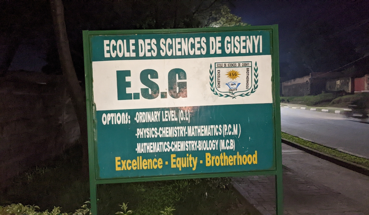 Ecole des Sciences de Gisenyi (ESG) is a secondary school located in Rubavu town next to Gisenyi District Hospital.