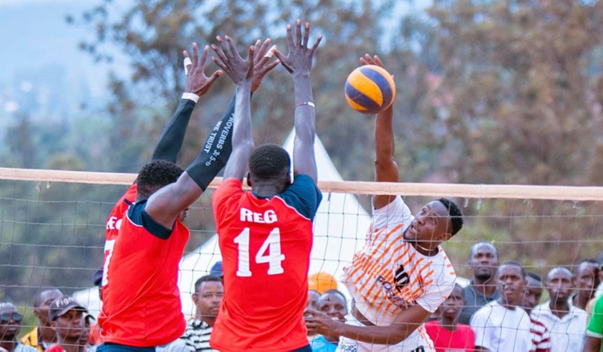REG volleyball players and Gisagara during a past league game. Four countries Uganda, Burundi, Kenya and South Sudan have so far confirmed to participate at the2023 Genocide memorial volleyball tournment. File