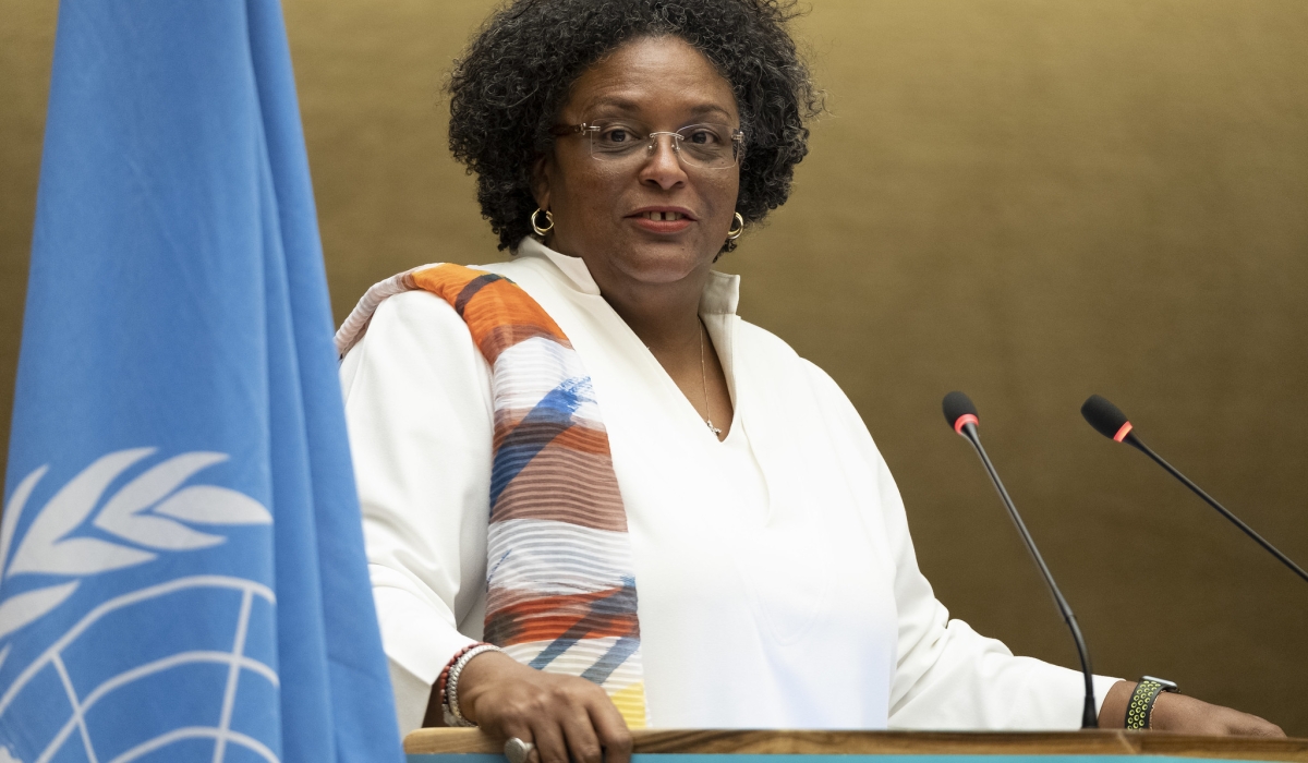 Mia Mottley, the Prime Minister of Barbados. The Bridgetown Initiative, launched in Barbados last summer, calls on to maximize efforts to prevent and respond to climatic events and pandemics.