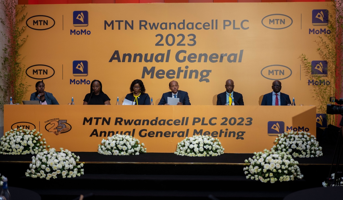 MTN Rwanda officials during the 2023 Annual General Meeting   on Friday, June 23. Courtesy 