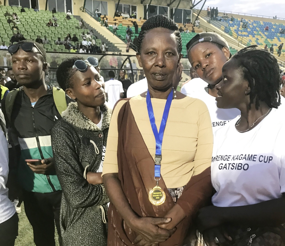 Immaculée Dusabemariya won the national ‘Igisoro’ competition in women’s category during the 2023 Umurenge Kagame Cup finals. Photo by Alexis Kayinamura / The New Times