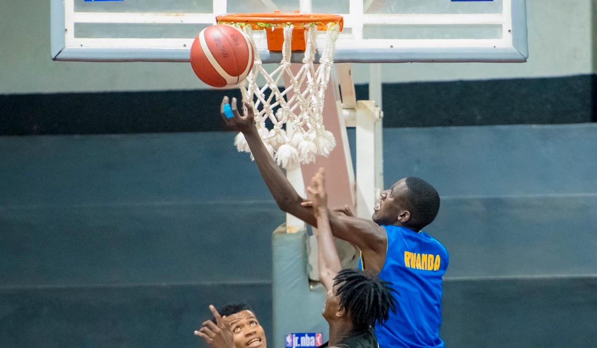 Rwanda U16 boys team during a friendly game against APR BBC ahead of the forthcoming Under-16 Zone V African Basketball Championship qualifiers. Courtesy