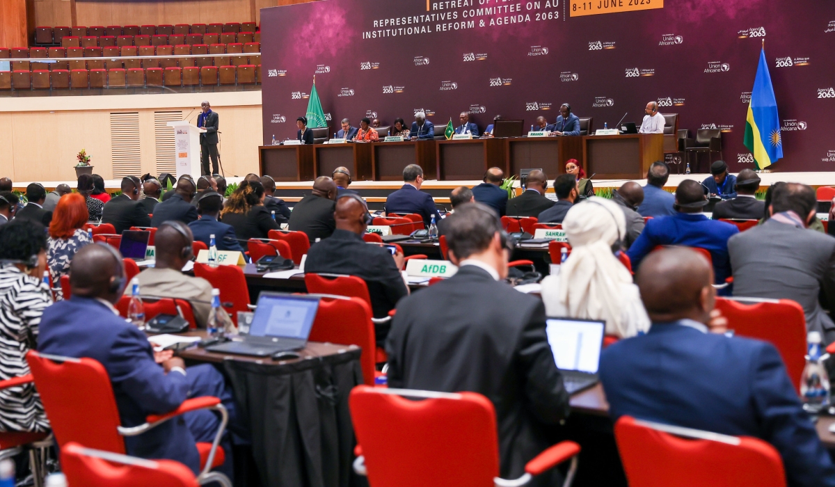 The retreat of the African Union Commission delegates in Kigali on June 8. Africa’s Agenda 2063, a strategic framework adopted by the
African Union, aims to transform the continent into a peaceful, prosperous, and inclusive entity by 206 File photo.