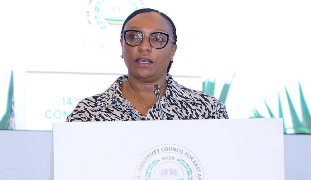 Minister of Education, Valentine Uwamariya addresses delegates during the opening session of the 14th Inter-University Council for East Africa (IUCEA) Annual Conference and Meeting on June 27. Photo by Craish Bahizi