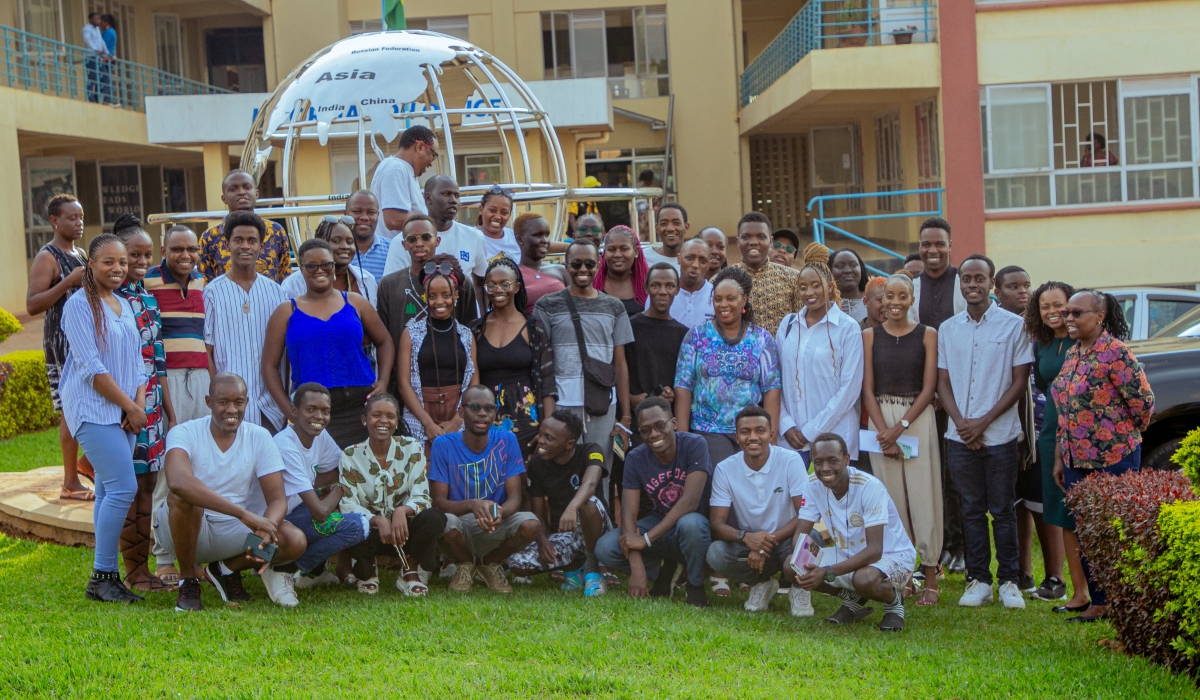 The director of Parklands law campus, Nelly Wamaitha, (first from right) and other members of staff pose for a group picture with law students at Mount Kigali University.