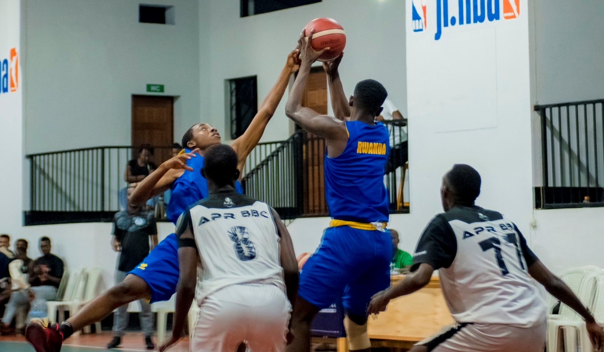 U16 national basketball team during a friendly game against Intare BBC. Rwandan starlets for the 2023 FIBA Africa U16 Championship will face Uganda on Wednesday, June 28. Courtesy