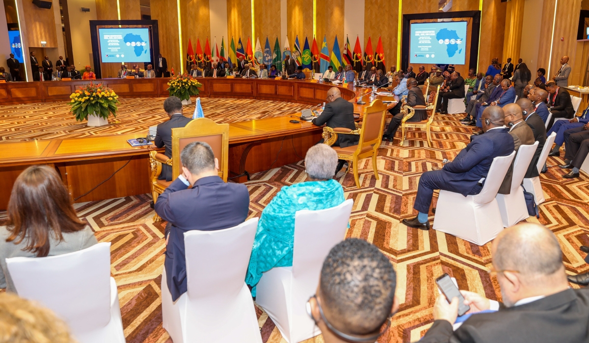 Leaders from four regional blocs of the African continent – the EAC, ECCAS, ICGLR and SADC during a meeting  in Luanda, Angola, on Tuesday, June 27. Courtesy