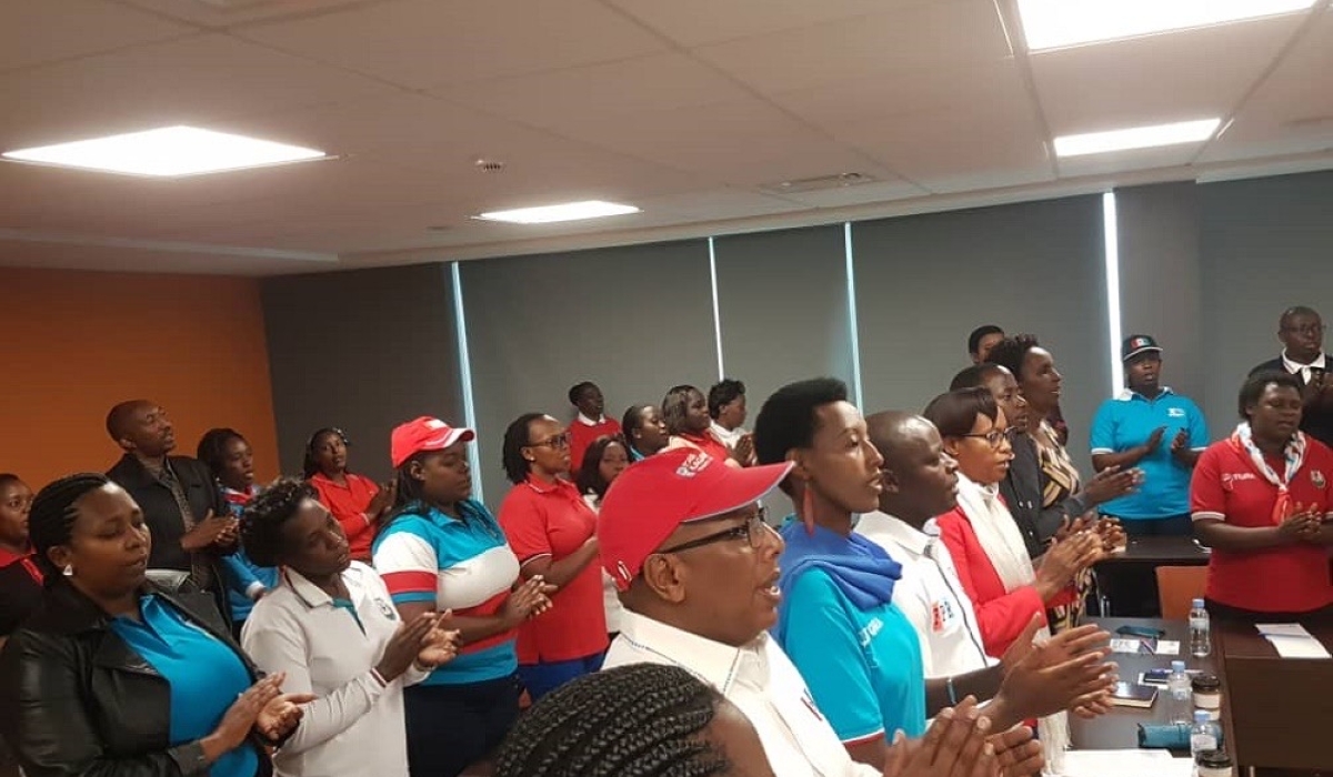 Members of the RPF parliamentary caucus during their previous meeting at the party headquarters in Rusororo. File