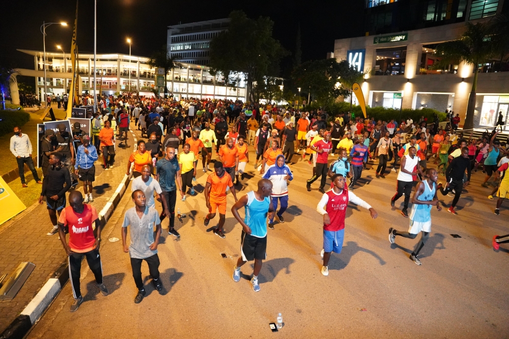Kigalians during a Night Run .For the celebration of Rwanda&#039;s 29th Liberation Day through sports, special Night Run has been organized on Friday, June 30. Craish BAHIZI.