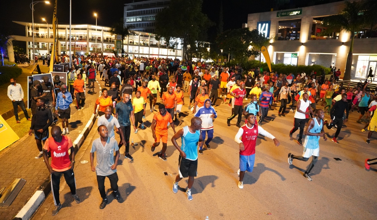 Kigalians during a Night Run .For the celebration of Rwanda&#039;s 29th Liberation Day through sports, special Night Run has been organized on Friday, June 30. Craish BAHIZI.