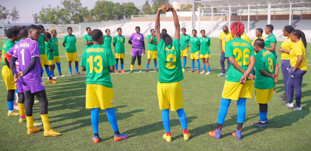 Amavubi women&#039;s team during a training session at Kigali Pele Stadium. Courtesy