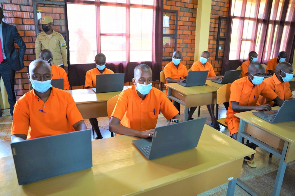 Prisoners during IT course at Nyarugenge Prison on May 26, 2022. Rwanda Correctional Services plans to implement 
 virtual visits in prisons. Photo by Craish Bahizi
