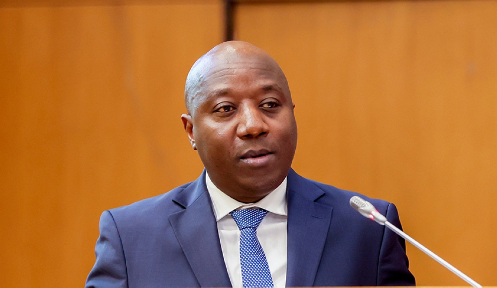 Prime Minister Edouard Ngirente briefs Parliament’s joint plenary sitting on government actions related to disaster management and prevention, on June 30, 2023, in Kigali (courtesy).