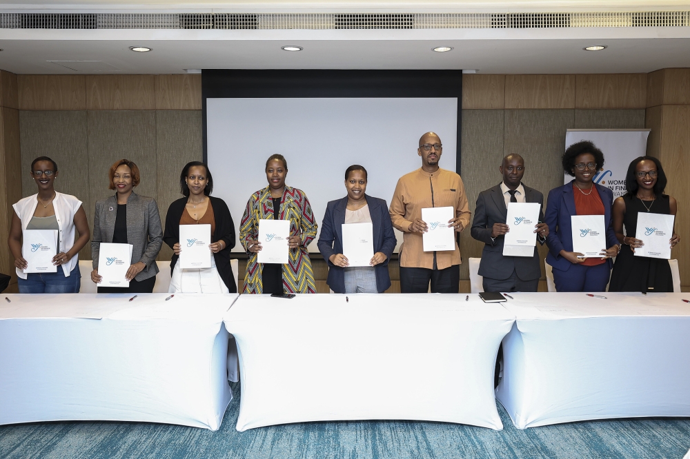 Women in Finance Rwanda partnership after signing the MoU in Kigali on Friday, June 30. All photos by Christianne Murengerantwari