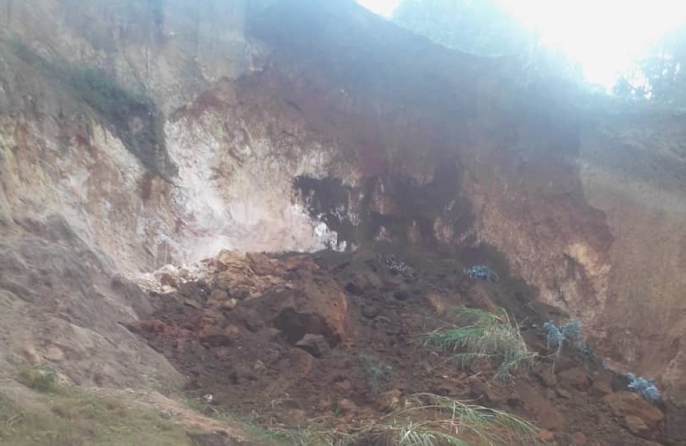 A collapsed mining site where it was reported that a 14 year-old boy lost his life, while working at  the site. Courtesy