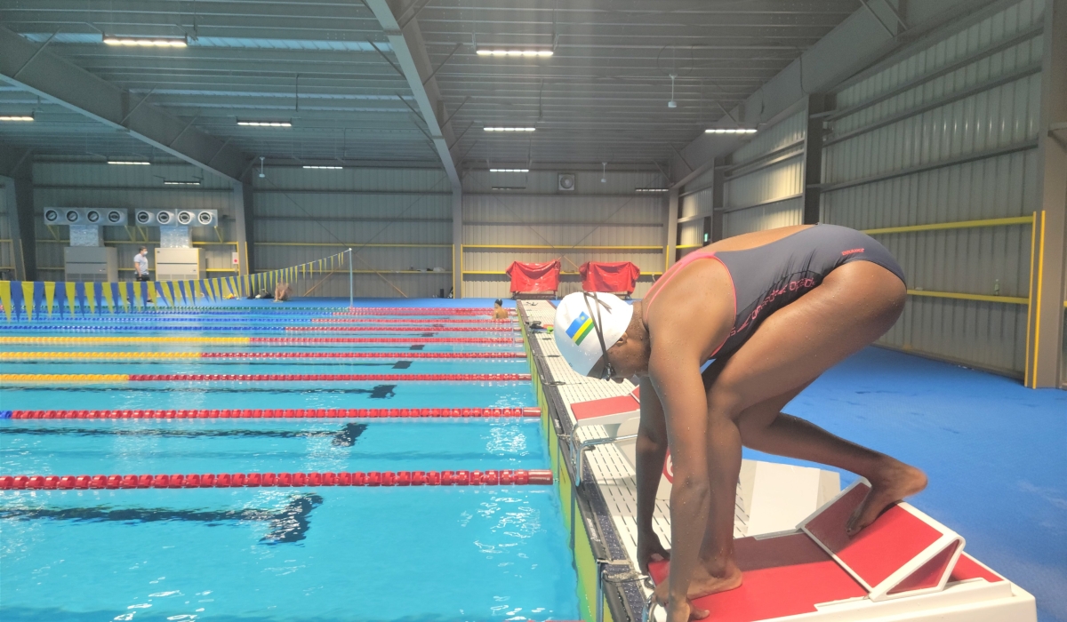 Rwanda’s female swimmers Alphonsine Agahozo during a training session. A whopping $1,000,000 (approx. Rwf1.16 billion) will be spent on the construction of the proposed international swimming pool.
