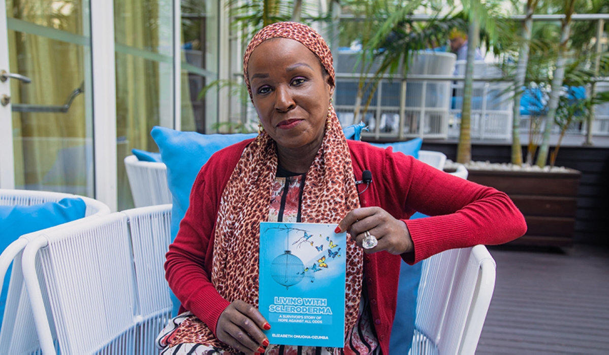 Elizabeth Onuoha-Ozumba poses for a photo after the interview in Kigali. Photo by Willy Mucyo