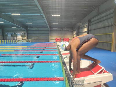 Rwanda’s female swimmers Alphonsine Agahozo during a training session. A whopping $1,000,000 (approx. Rwf1.16 billion) will be spent on the construction of the proposed international swimming pool.