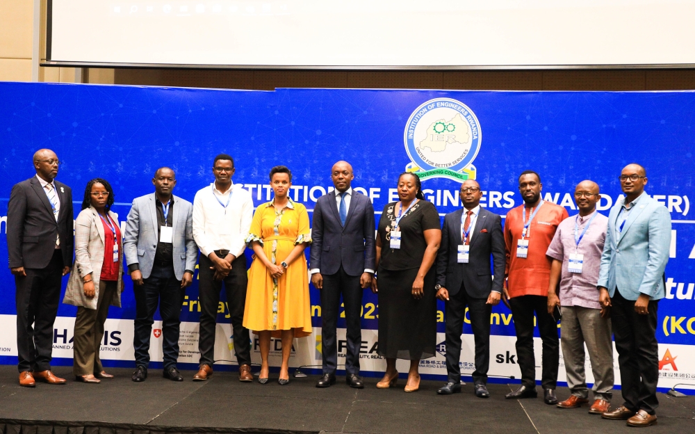 Minister of Infrastructure, Ernest Nsabimana, and State Minister, Patricie Uwase and the officials pose for a group photo at the event on Friday, June 30