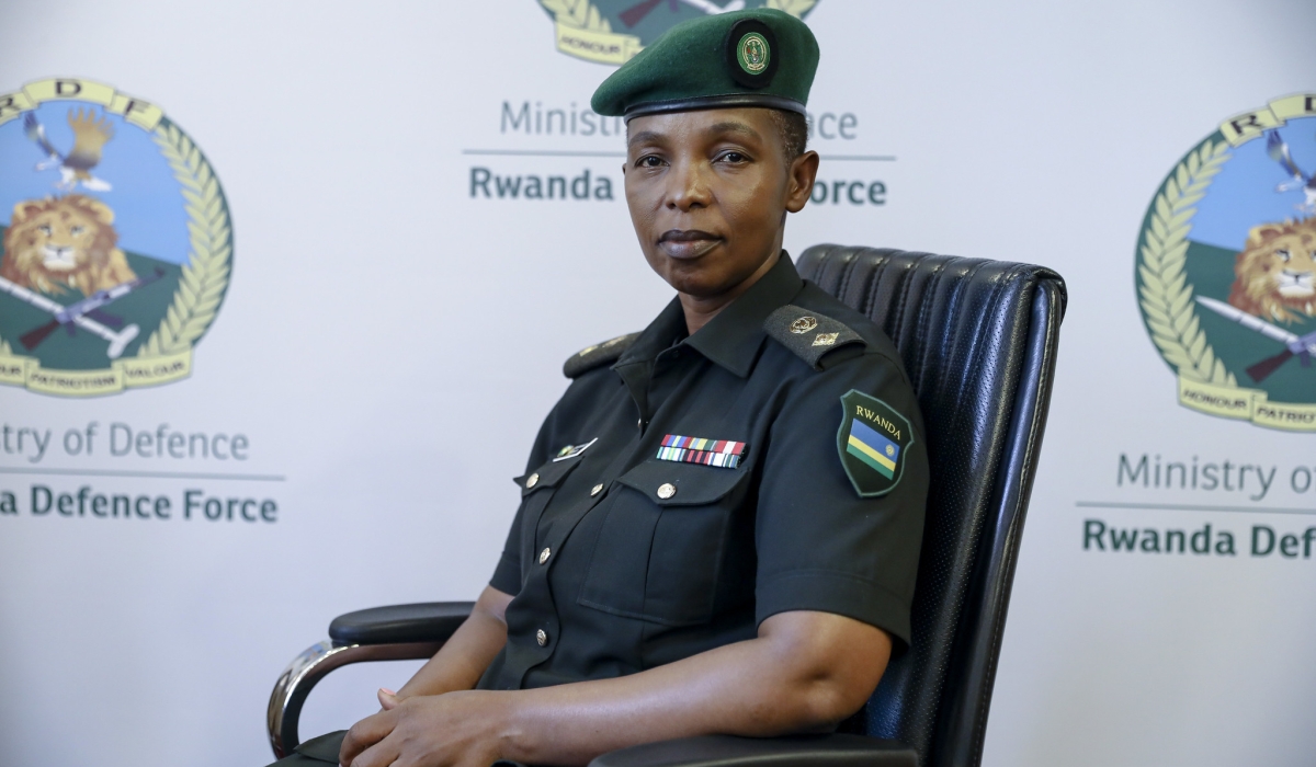 Lt. Col Lydia Bagwaneza during the interview with The New Times at the RDF Headquarters on June 30. Photo: Willy Mucyo