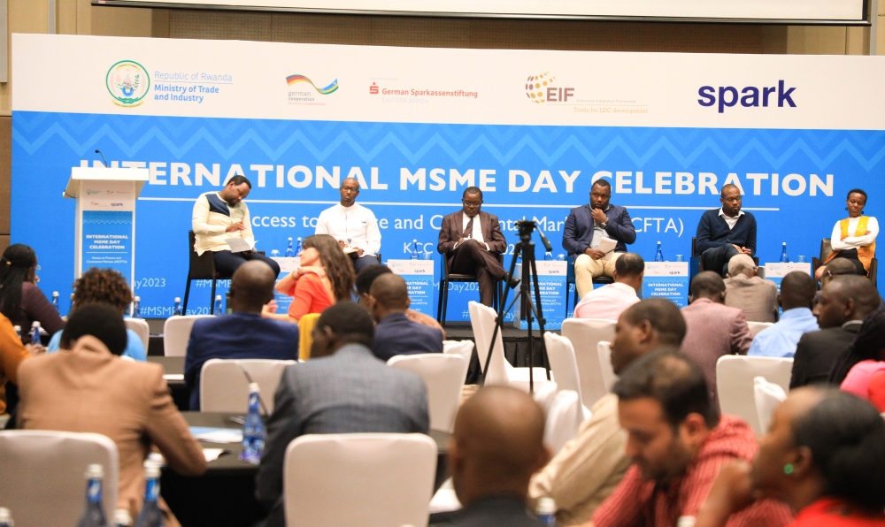 Delegates follow a panel discussion  on Small and Medium enterprises during the event held in Kigali on June 30. Photos by  Craish Bahizi
