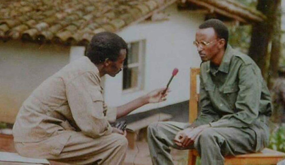 Ndore Rurinda interviews the Chairman of the RPA High Command Maj. Gen. Paul Kagame during the liberation struggle in the 1990s. All photos: Courtesy.