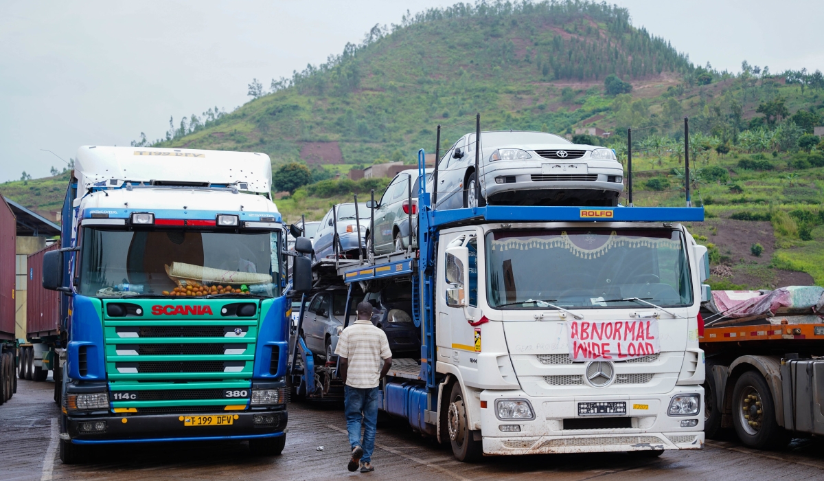 Some cross border trucks at Rusumo One Stop Border Post. EAC secretariat has issued the approved measures on import duty rates in the EAC Common External Tariff. PHOTO BY DAN NSENGIYUMVA
