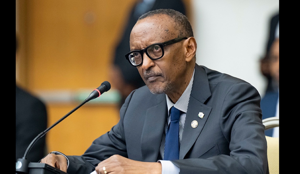 President Paul Kagame speaking at the 45th Conference of Heads of Government of the Caribbean Community. Village Urugwiro