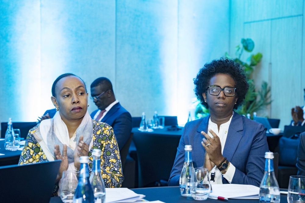 Yamina Karitanyi, Chief Executive Officer of the Rwanda Mines, Petroleum, and Gas Board, and Diane Karusisi Bank of Kigali CEO at the event