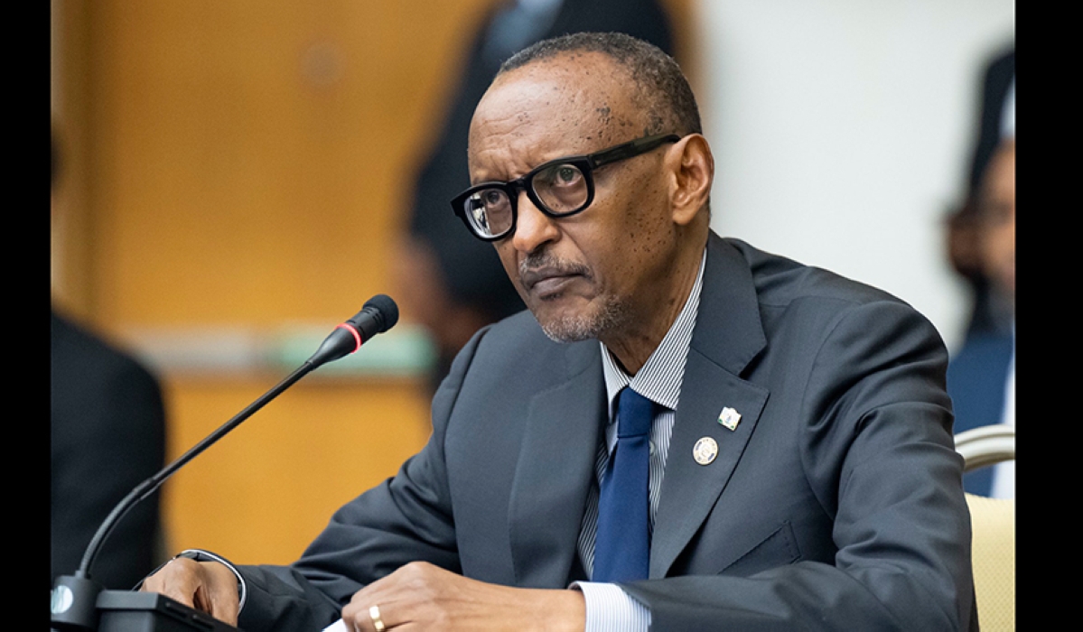 President Paul Kagame speaking at the 45th Conference of Heads of Government of the Caribbean Community. Village Urugwiro