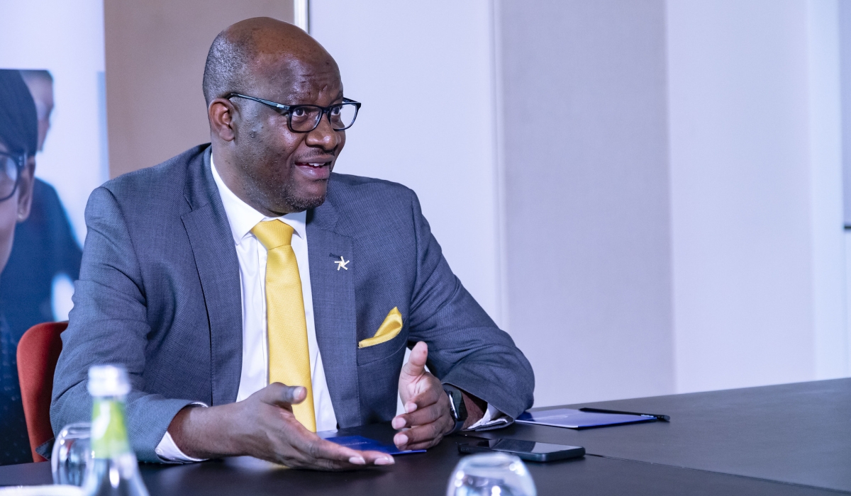 Manuel Moses, the Chief Executive Officer of ATIDI speaks to journalist during an interview on the sidelines of  the 23rd Annual General Assembly of the African Trade and Investment Development Insurance in Kigali on Thursday, July 6. Photos by Christianne Murengerantwari