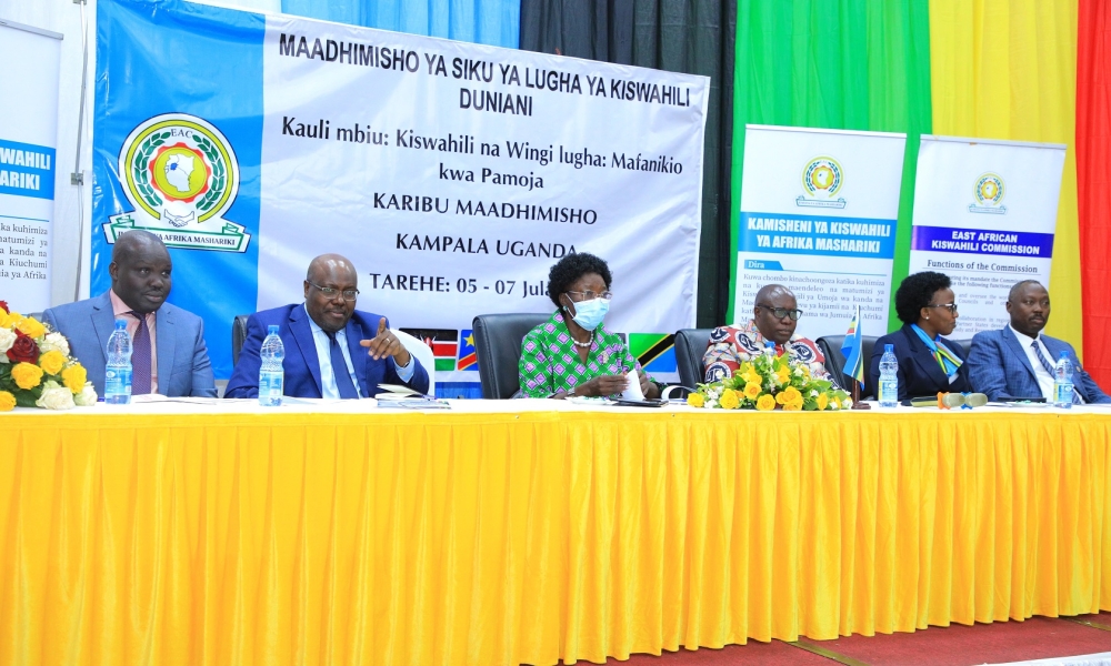 Officials during the official opening session of the second EAC World Kiswahili Language Day celebrations in Kampala, Uganda, on July 6, 2023.