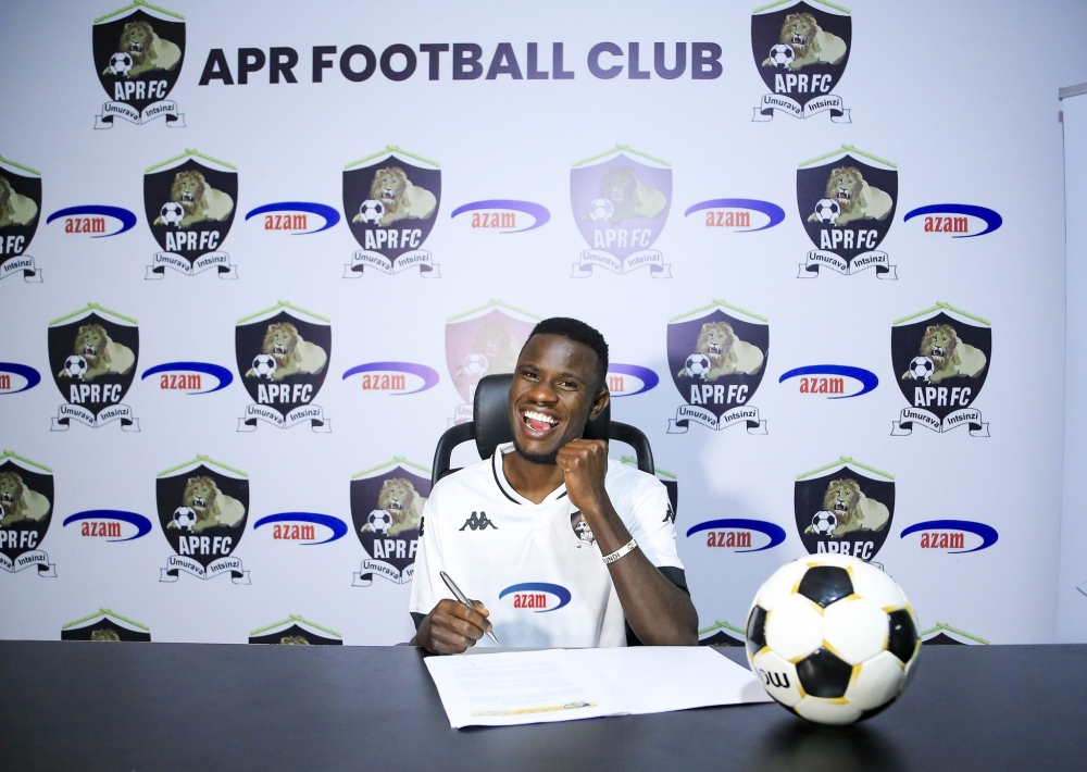 Burundian international midfielder  Ismail ‘Pitchou’ Nshimirimana after signing for APR on Friday-courtesy