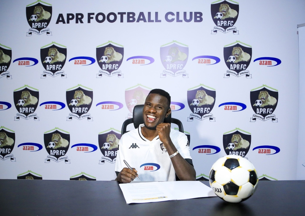 Burundian international midfielder Ismail ‘Pitchou’ Nshimirimana after signing for APR on Friday-courtesy