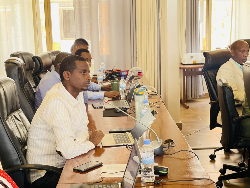 The director of trade and advocacy at PSF, Joseph Mutabazi makes a point during the analysis of the draft law establishing value-added tax by the parliamentary Committee on National Budget and Patrimony, on July 5, 2023, in Kigali (Emmanuel Ntirenganya).