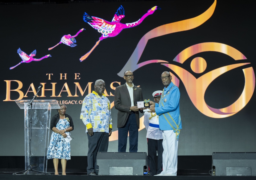 President Paul Kagame receives the Order of Excellence, in recognition of his friendship to the Government and People of the Bahamas on Sunday, July 9. PHOTOS BY VILLAGE URUGWIRO