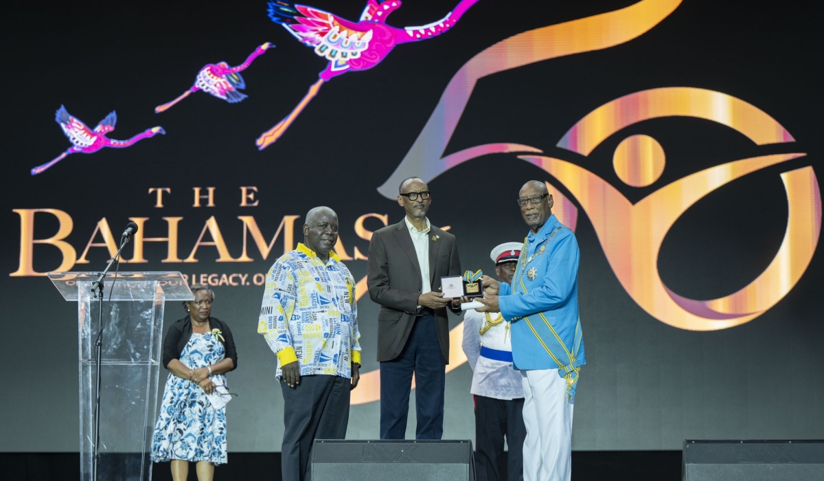 President Paul Kagame receives the Order of Excellence, in recognition of his friendship to the Government and People of the Bahamas on Sunday, July 9. PHOTOS BY VILLAGE URUGWIRO