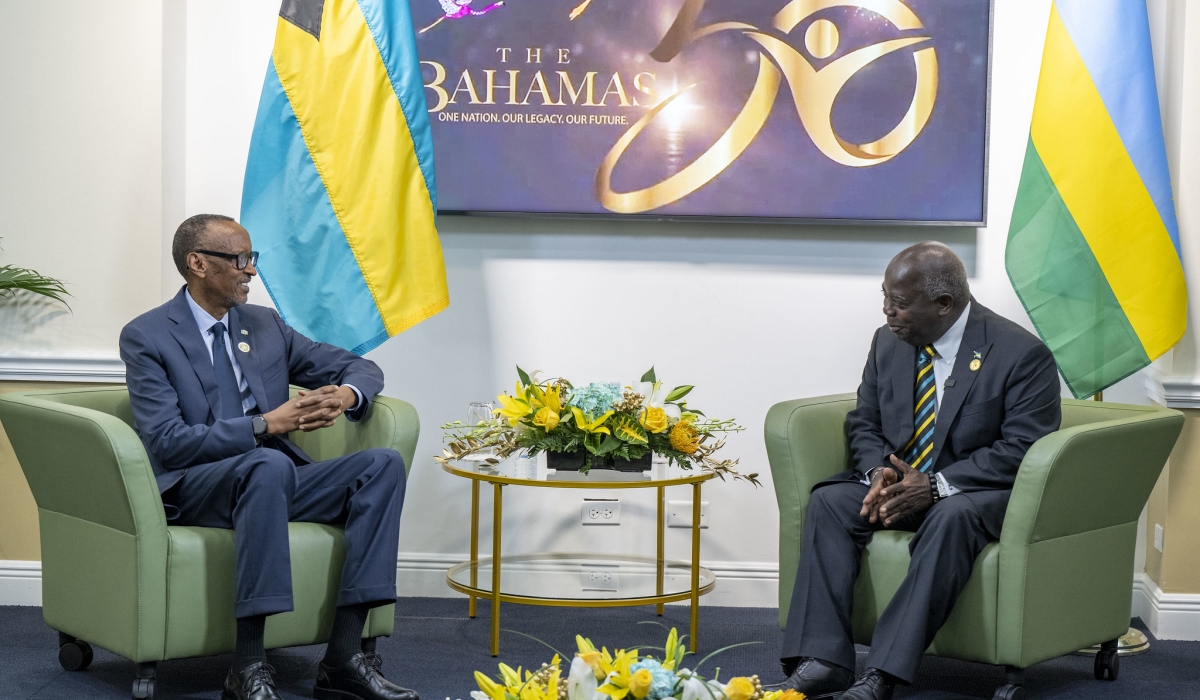 President Kagame meets with Prime Minister Philip Davis of Bahamas to discuss the strengthening and collaboration between the Bahamas and Rwanda by building on the existing ties  on Sunday, July 9. Village Urugwiro