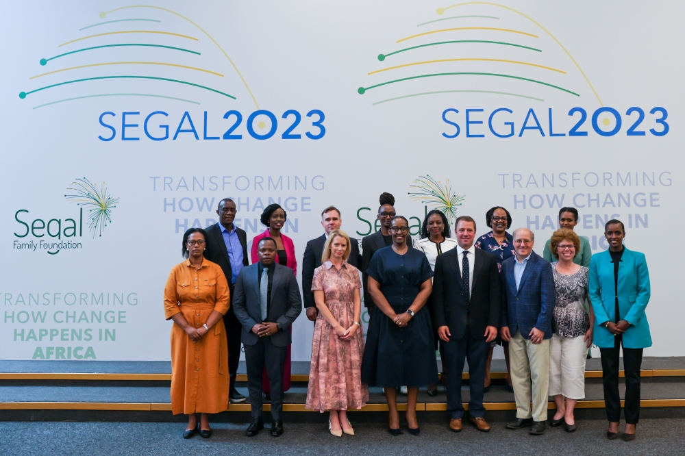 First Lady Jeannette Kagame and senior delegates pose for a group photo at the opening session of the annual meeting of the Segal Family Foundation in Kigali on July 13. First Lady Jeannette Kagame and senior delegates pose for a group photo at the opening session of the annual meeting of the Segal Family Foundation in Kigali on July 13.