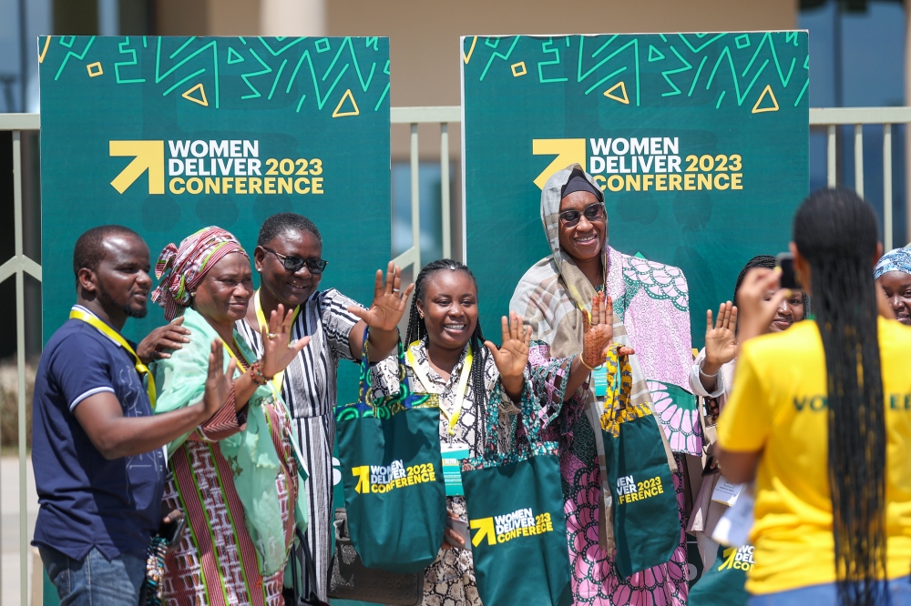 Some of the delegates pose for a photo at BK Arena on Saturday, July 15. The conference will be held under the theme &#039;Spaces, Solidarity, and Solutions&#039;. Photo by Olivier Mugwiza