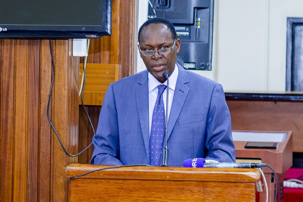 Chief Justice, Faustin NTEZILYAYO delivers remarks during the  launch of  the Judicial Performance Management System (JPMS) on Friday, July 14. Courtesy