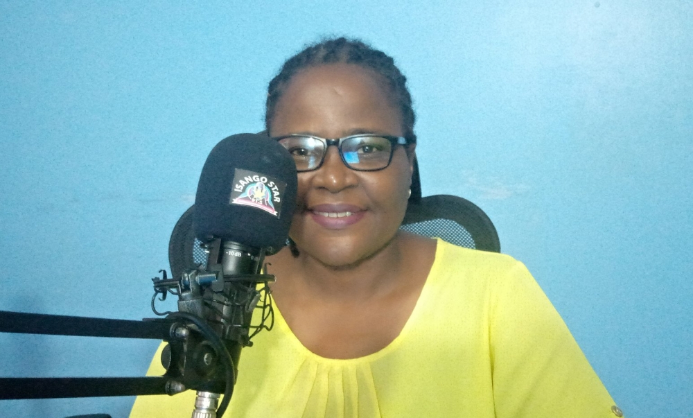 Radio presenter Solange Ayanone during a program at Isango Star Radio. COURTESY