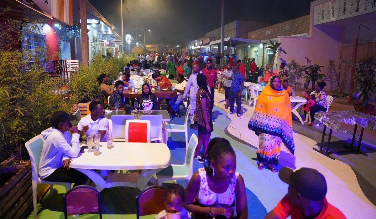 A night view Biryogo Car Free Zone  on Sunday on June 19. The predominantly Muslim neighbourhood became popular for its diversity and hospitality of the people. Photo by Craish Bahizi