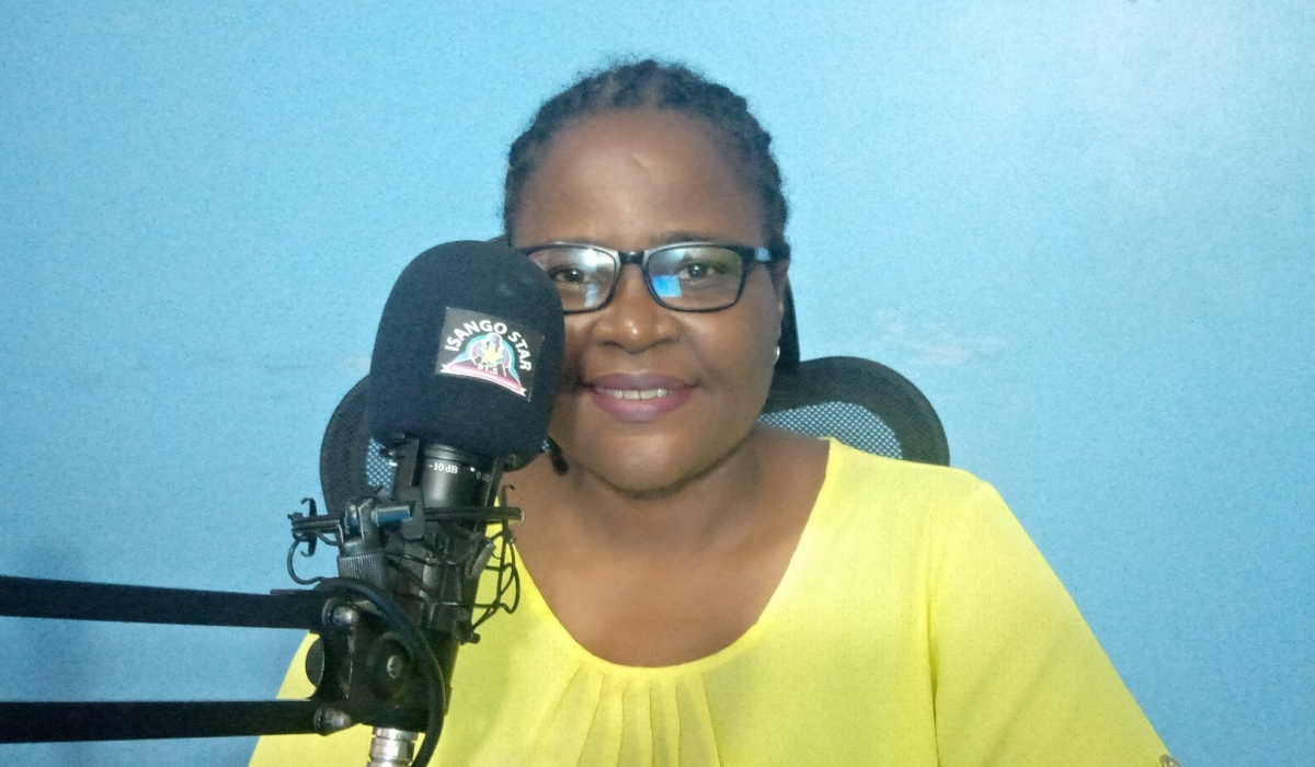 Radio presenter Solange Ayanone during a program at Isango Star Radio. COURTESY