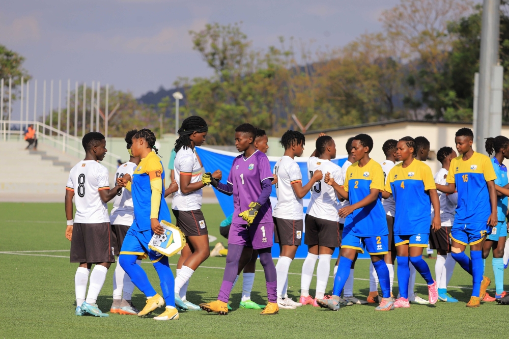Rwanda women&#039;s football team players at the second leg match against Uganda on Sunday, July 16. COURTESY