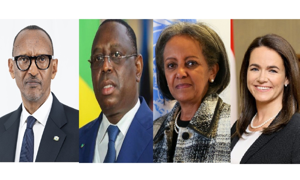 (L-R) Rwanda’s President Paul Kagame, Senegal’s Macky Sall, Ethiopia’s Sahle-Work Zewde and Hungary’s Katalin Novák. COURTESY