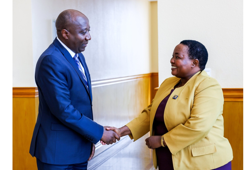 Prime Minister Edouard Ngirente meets with Robinah Nabbanja, Prime Minister of the Republic of Uganda who is in Rwanda to attend the Women Deliver Conference, on Monday, July 17. Courtesy